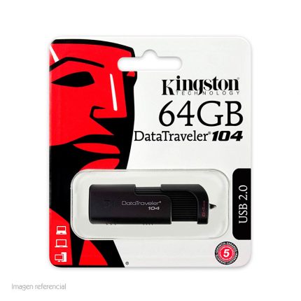 MEMORIA FLASH USB KINGSTON DATATRAVELER DT104, 64GB, USB 2.0