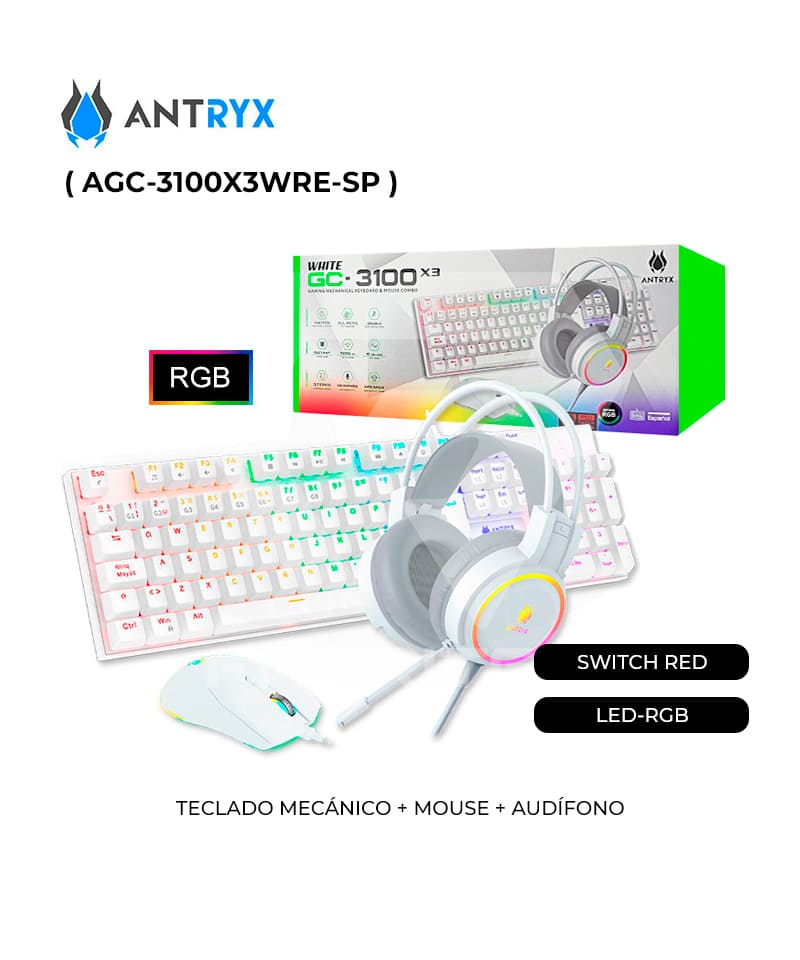 1444-COMBO-GAMING-ANTRYX-GC-3100-X3-WHITE-(-AGC-3100X3WRE-S 1444 COMBO GAMING ANTRYX GC 3100 X3 WHITE AGC 3100X3WRE SP