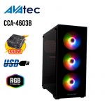 CASE AVATEC ( CCA-4603B ) 450W | 1 PANEL VIDRIO | LED - RGB
