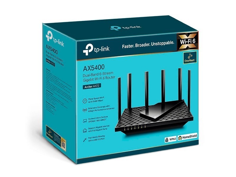 ROUTER TP-LINK AX5400 ARCHER AX72 ROUTER TP LINK AX5400 ARCHER AX72 GIGABIT DOBLE BANDA WIFI 6 1